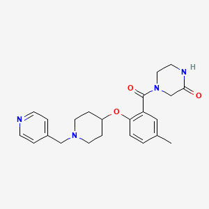 4-[5-Methyl-2-[1-(pyridin-4-ylmethyl)piperidin-4-yl]oxybenzoyl]piperazin-2-one