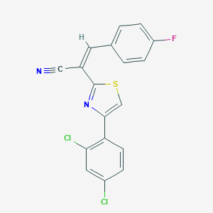 molecular formula C18H9Cl2FN2S B378676 2-[4-(2,4-Dichlorophenyl)-1,3-thiazol-2-yl]-3-(4-fluorophenyl)acrylonitrile 