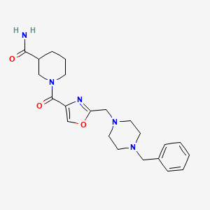 molecular formula C22H29N5O3 B3786761 1-({2-[(4-benzyl-1-piperazinyl)methyl]-1,3-oxazol-4-yl}carbonyl)-3-piperidinecarboxamide 