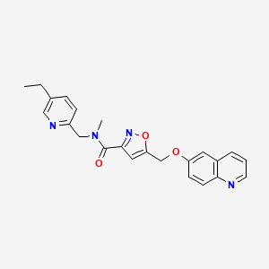 molecular formula C23H22N4O3 B3786769 N-[(5-ethyl-2-pyridinyl)methyl]-N-methyl-5-[(6-quinolinyloxy)methyl]-3-isoxazolecarboxamide 