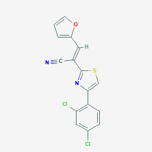 molecular formula C16H8Cl2N2OS B378678 2-[4-(2,4-Dichloro-phenyl)-thiazol-2-yl]-3-furan-2-yl-acrylonitrile 