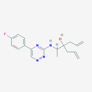 molecular formula C18H21FN4O B3786820 4-(1-{[5-(4-fluorophenyl)-1,2,4-triazin-3-yl]amino}ethyl)-1,6-heptadien-4-ol 