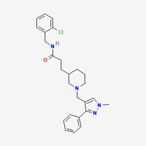 N-(2-chlorobenzyl)-3-{1-[(1-methyl-3-phenyl-1H-pyrazol-4-yl)methyl]-3-piperidinyl}propanamide