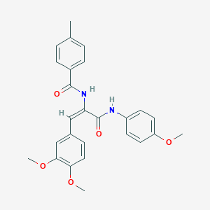 molecular formula C26H26N2O5 B378689 N-{2-(3,4-dimethoxyphenyl)-1-[(4-methoxyanilino)carbonyl]vinyl}-4-methylbenzamide 