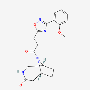 molecular formula C19H22N4O4 B3786919 (1S*,6R*)-9-{3-[3-(2-methoxyphenyl)-1,2,4-oxadiazol-5-yl]propanoyl}-3,9-diazabicyclo[4.2.1]nonan-4-one 