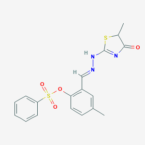 [4-methyl-2-[(E)-[(5-methyl-4-oxo-1,3-thiazol-2-yl)hydrazinylidene]methyl]phenyl] benzenesulfonate