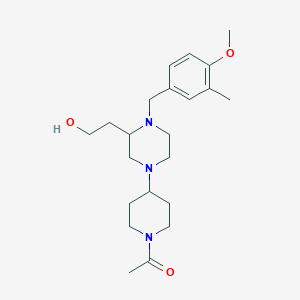 molecular formula C22H35N3O3 B3786921 2-[4-(1-acetyl-4-piperidinyl)-1-(4-methoxy-3-methylbenzyl)-2-piperazinyl]ethanol 