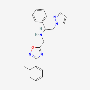 N-{[3-(2-methylphenyl)-1,2,4-oxadiazol-5-yl]methyl}-1-phenyl-2-(1H-pyrazol-1-yl)ethanamine