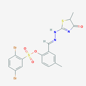 [4-methyl-2-[(E)-[(5-methyl-4-oxo-1,3-thiazol-2-yl)hydrazinylidene]methyl]phenyl] 2,5-dibromobenzenesulfonate
