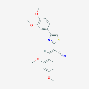 molecular formula C22H20N2O4S B378697 3-(2,4-Dimethoxyphenyl)-2-[4-(3,4-dimethoxyphenyl)-1,3-thiazol-2-yl]acrylonitrile 