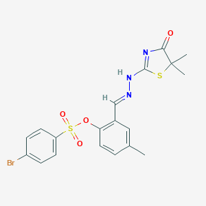 [2-[(E)-[(5,5-dimethyl-4-oxo-1,3-thiazol-2-yl)hydrazinylidene]methyl]-4-methylphenyl] 4-bromobenzenesulfonate