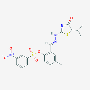 molecular formula C20H20N4O6S2 B378700 [4-methyl-2-[(E)-[(4-oxo-5-propan-2-yl-1,3-thiazol-2-yl)hydrazinylidene]methyl]phenyl] 3-nitrobenzenesulfonate 