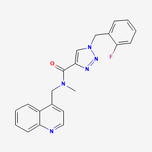 molecular formula C21H18FN5O B3787020 1-(2-fluorobenzyl)-N-methyl-N-(4-quinolinylmethyl)-1H-1,2,3-triazole-4-carboxamide 