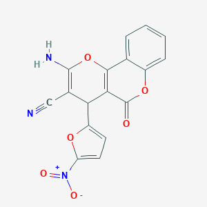 molecular formula C17H9N3O6 B378705 2-amino-4-{5-nitro-2-furyl}-5-oxo-4H,5H-pyrano[3,2-c]chromene-3-carbonitrile CAS No. 326919-72-6