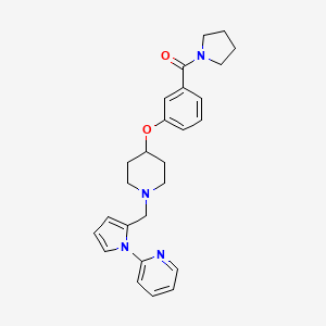 molecular formula C26H30N4O2 B3787052 [3-[1-[(1-Pyridin-2-ylpyrrol-2-yl)methyl]piperidin-4-yl]oxyphenyl]-pyrrolidin-1-ylmethanone 