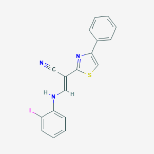 molecular formula C18H12IN3S B378706 (E)-3-((2-iodophenyl)amino)-2-(4-phenylthiazol-2-yl)acrylonitrile CAS No. 342592-55-6