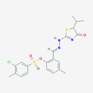 [4-methyl-2-[(E)-[(4-oxo-5-propan-2-yl-1,3-thiazol-2-yl)hydrazinylidene]methyl]phenyl] 3-chloro-4-methylbenzenesulfonate