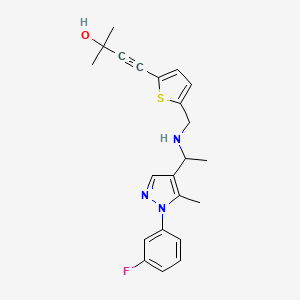 molecular formula C22H24FN3OS B3787109 4-{5-[({1-[1-(3-fluorophenyl)-5-methyl-1H-pyrazol-4-yl]ethyl}amino)methyl]-2-thienyl}-2-methyl-3-butyn-2-ol 