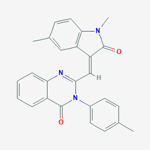 2-[(1,5-dimethyl-2-oxo-1,2-dihydro-3H-indol-3-ylidene)methyl]-3-(4-methylphenyl)-4(3H)-quinazolinone