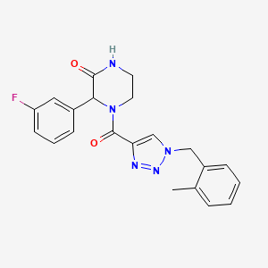 molecular formula C21H20FN5O2 B3787129 3-(3-fluorophenyl)-4-{[1-(2-methylbenzyl)-1H-1,2,3-triazol-4-yl]carbonyl}-2-piperazinone 