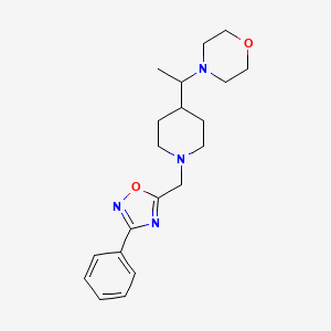 molecular formula C20H28N4O2 B3787299 4-(1-{1-[(3-phenyl-1,2,4-oxadiazol-5-yl)methyl]-4-piperidinyl}ethyl)morpholine 