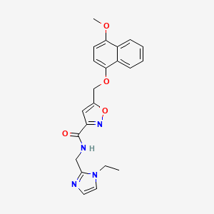 molecular formula C22H22N4O4 B3787313 N-[(1-ethylimidazol-2-yl)methyl]-5-[(4-methoxynaphthalen-1-yl)oxymethyl]-1,2-oxazole-3-carboxamide 