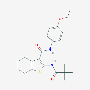 molecular formula C22H28N2O3S B378733 2-(2,2-dimethylpropanoylamino)-N-(4-ethoxyphenyl)-4,5,6,7-tetrahydro-1-benzothiophene-3-carboxamide CAS No. 342594-30-3