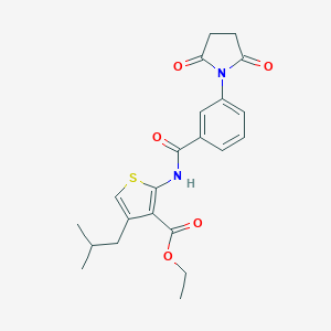 molecular formula C22H24N2O5S B378737 Ethyl 2-{[3-(2,5-dioxo-1-pyrrolidinyl)benzoyl]amino}-4-isobutyl-3-thiophenecarboxylate CAS No. 312940-24-2