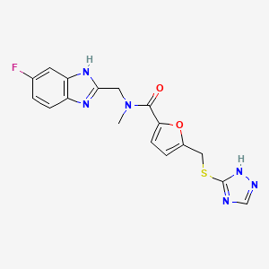 molecular formula C17H15FN6O2S B3787370 N-[(6-fluoro-1H-benzimidazol-2-yl)methyl]-N-methyl-5-[(4H-1,2,4-triazol-3-ylthio)methyl]-2-furamide 