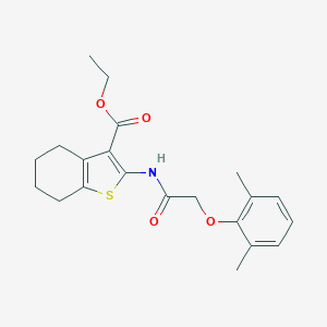 molecular formula C21H25NO4S B378744 Ethyl 2-{[(2,6-dimethylphenoxy)acetyl]amino}-4,5,6,7-tetrahydro-1-benzothiophene-3-carboxylate 