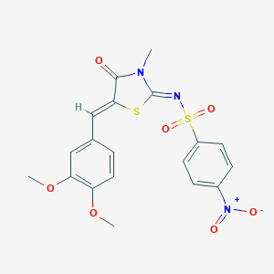 molecular formula C19H17N3O7S2 B378747 N-[5-(3,4-dimethoxybenzylidene)-3-methyl-4-oxo-1,3-thiazolidin-2-ylidene]-4-nitrobenzenesulfonamide 