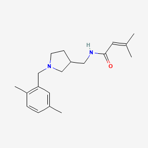 molecular formula C19H28N2O B3787481 N-{[1-(2,5-dimethylbenzyl)pyrrolidin-3-yl]methyl}-3-methylbut-2-enamide 