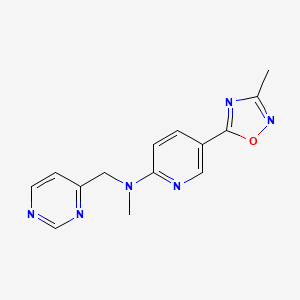 molecular formula C14H14N6O B3787522 N-methyl-5-(3-methyl-1,2,4-oxadiazol-5-yl)-N-(4-pyrimidinylmethyl)-2-pyridinamine 