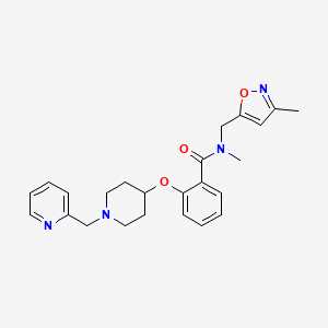 N-methyl-N-[(3-methyl-1,2-oxazol-5-yl)methyl]-2-[1-(pyridin-2-ylmethyl)piperidin-4-yl]oxybenzamide