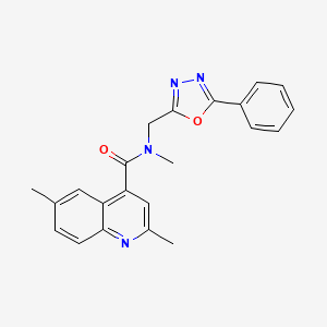 molecular formula C22H20N4O2 B3787534 N,2,6-trimethyl-N-[(5-phenyl-1,3,4-oxadiazol-2-yl)methyl]quinoline-4-carboxamide 