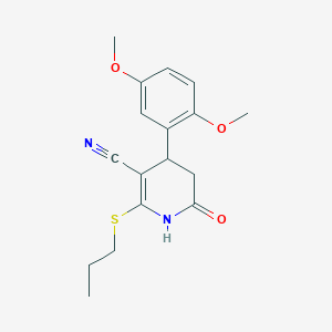 molecular formula C17H20N2O3S B378754 4-(2,5-Dimethoxyphenyl)-6-oxo-2-(propylsulfanyl)-1,4,5,6-tetrahydro-3-pyridinecarbonitrile CAS No. 330557-83-0