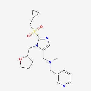 molecular formula C20H28N4O3S B3787555 N-[[2-(cyclopropylmethylsulfonyl)-3-(oxolan-2-ylmethyl)imidazol-4-yl]methyl]-N-methyl-1-pyridin-3-ylmethanamine 