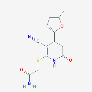 2-((3-Cyano-4-(5-methylfuran-2-yl)-6-oxo-1,4,5,6-tetrahydropyridin-2-yl)thio)acetamide