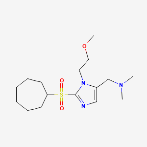 molecular formula C16H29N3O3S B3787579 1-[2-cycloheptylsulfonyl-3-(2-methoxyethyl)imidazol-4-yl]-N,N-dimethylmethanamine 