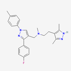 2-(3,5-dimethyl-1H-pyrazol-4-yl)-N-{[3-(4-fluorophenyl)-1-(4-methylphenyl)-1H-pyrazol-4-yl]methyl}-N-methylethanamine