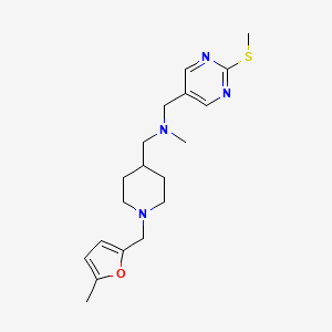 molecular formula C19H28N4OS B3787638 N-methyl-1-{1-[(5-methyl-2-furyl)methyl]-4-piperidinyl}-N-{[2-(methylthio)-5-pyrimidinyl]methyl}methanamine 