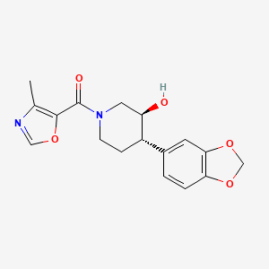 molecular formula C17H18N2O5 B3787640 (3S*,4S*)-4-(1,3-benzodioxol-5-yl)-1-[(4-methyl-1,3-oxazol-5-yl)carbonyl]piperidin-3-ol 