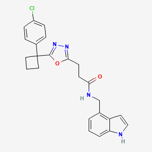 molecular formula C24H23ClN4O2 B3787648 3-{5-[1-(4-chlorophenyl)cyclobutyl]-1,3,4-oxadiazol-2-yl}-N-(1H-indol-4-ylmethyl)propanamide 