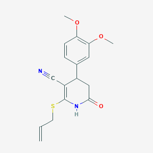 molecular formula C17H18N2O3S B378765 2-(Allylsulfanyl)-4-(3,4-dimethoxyphenyl)-6-oxo-1,4,5,6-tetrahydro-3-pyridinecarbonitrile 