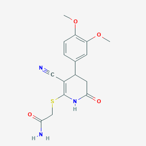 2-{[3-Cyano-4-(3,4-dimethoxyphenyl)-6-oxo-1,4,5,6-tetrahydro-2-pyridinyl]sulfanyl}acetamide