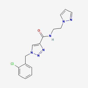 molecular formula C15H15ClN6O B3787691 1-(2-chlorobenzyl)-N-[2-(1H-pyrazol-1-yl)ethyl]-1H-1,2,3-triazole-4-carboxamide 