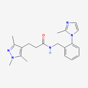 molecular formula C20H25N5O B3787693 N-[2-(2-methyl-1H-imidazol-1-yl)benzyl]-3-(1,3,5-trimethyl-1H-pyrazol-4-yl)propanamide 