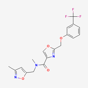 molecular formula C18H16F3N3O4 B3787707 N-methyl-N-[(3-methyl-5-isoxazolyl)methyl]-2-{[3-(trifluoromethyl)phenoxy]methyl}-1,3-oxazole-4-carboxamide 