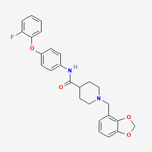 molecular formula C26H25FN2O4 B3787715 1-(1,3-benzodioxol-4-ylmethyl)-N-[4-(2-fluorophenoxy)phenyl]-4-piperidinecarboxamide 