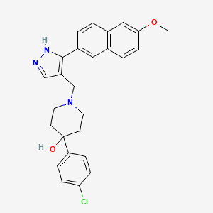 4-(4-chlorophenyl)-1-[[5-(6-methoxynaphthalen-2-yl)-1H-pyrazol-4-yl]methyl]piperidin-4-ol